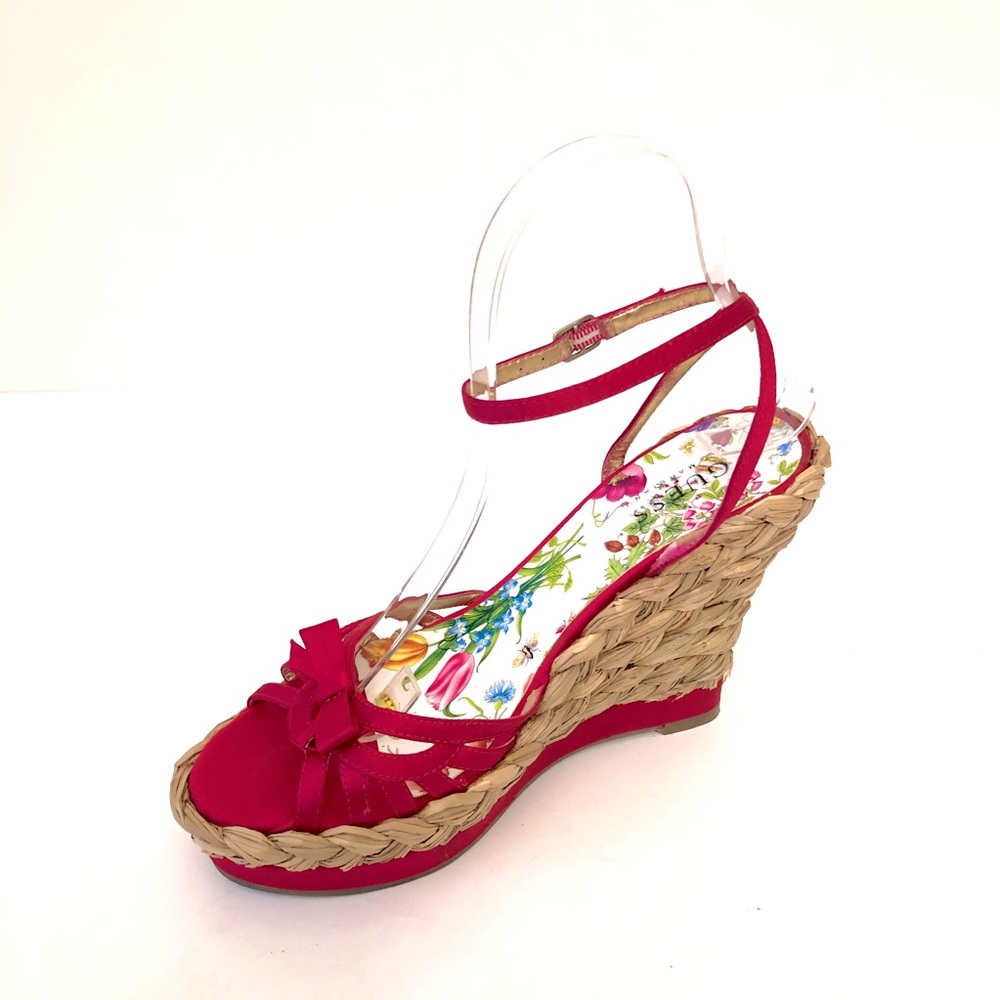 GUESS Marciano pink espadrilles woven wedges 6.5